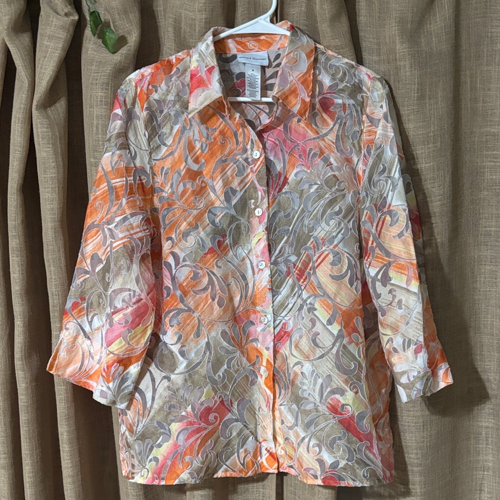 Alfred Dunner Multicolor Button Down Shirt